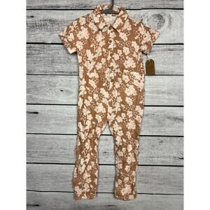 NWT Toddler Girl Grayson Collective Rust Orange Floral Jumpsuit - 4T